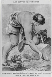 &39;Micromegas habilmente pega o navio que carregava esses senhores&39;, de &39;Les Contes&39; de François Marie Arouet de Voltaire (1694-1778) gravado por Gerard Vidal (1742-1801)